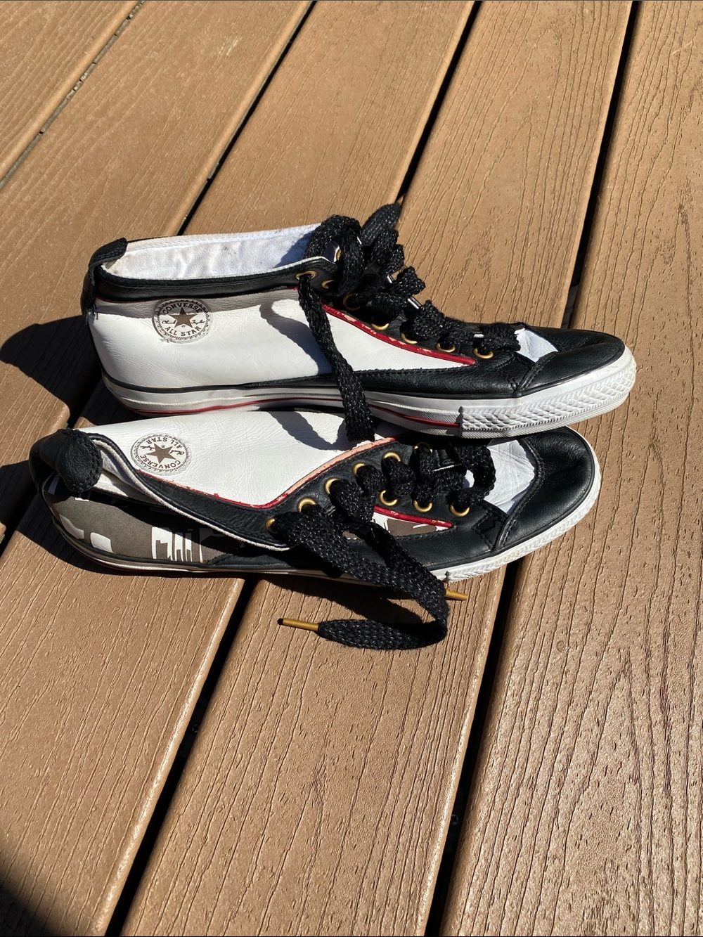 Converse Women's Low-Top Sneakers — Black, White & Red Trim